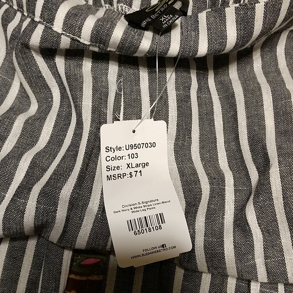 Linen striped wide leg pants